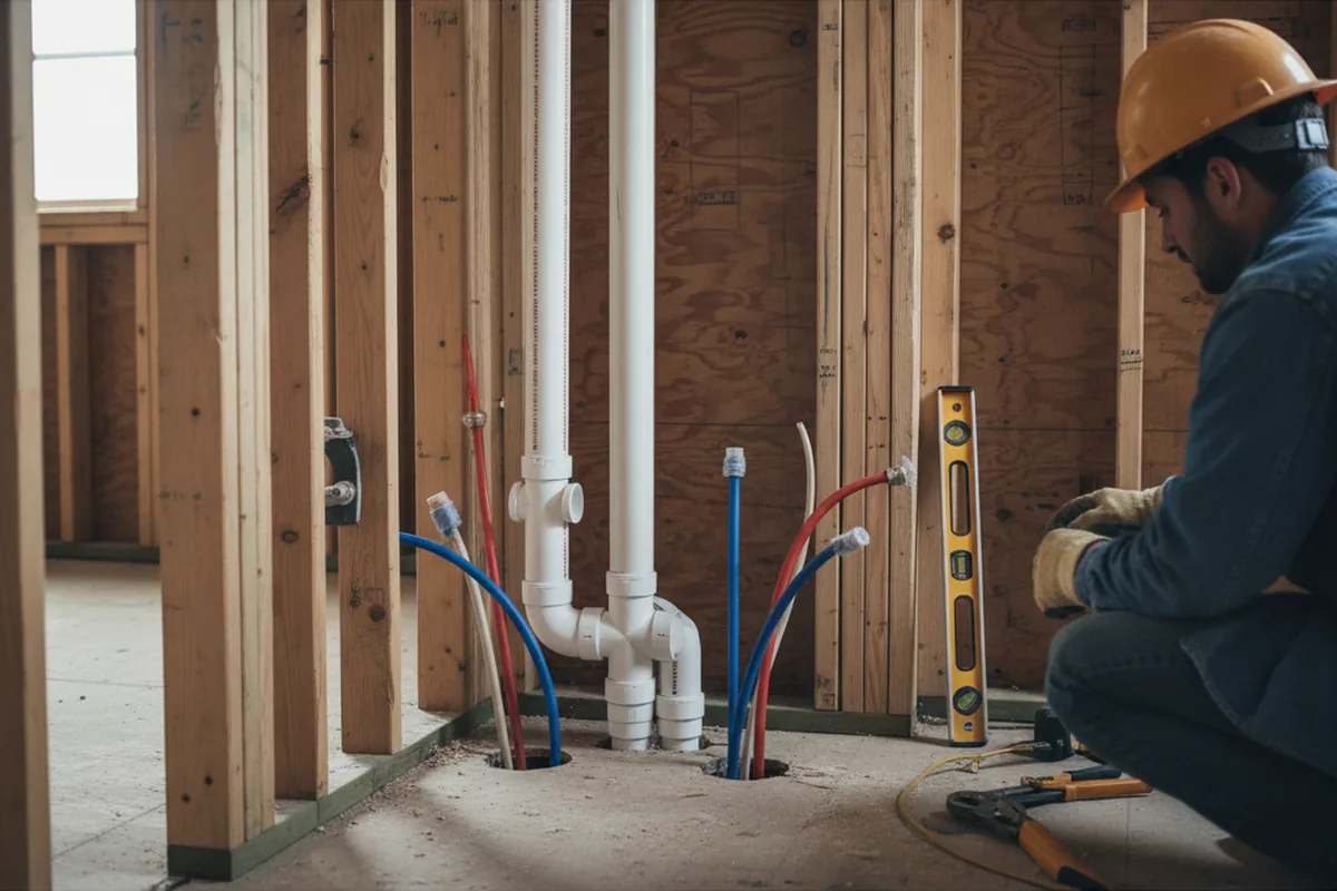Drain and supply rough-in during Drain Cleaning in Northville